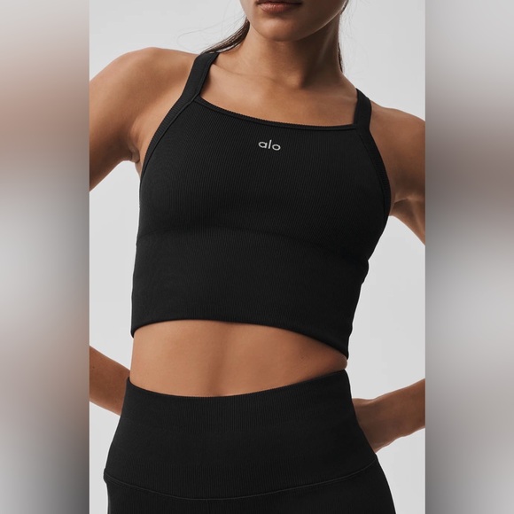 ALO Yoga Tops - NWT ALO Yoga Black Seamless Ribbed Bra Tank
